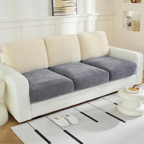 Housses Coussin Canapé en Chenille, 3 Housses de Siège, Gris Foncé (1/5)