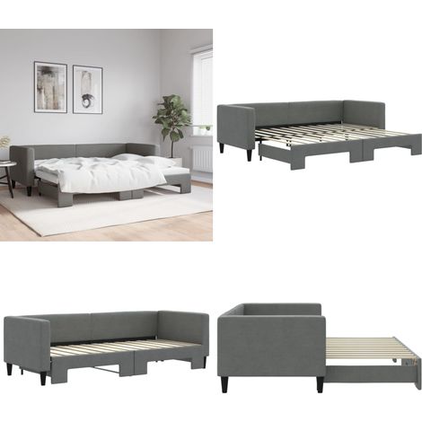 Tagesbett Ausziehbar Dunkelgrau 80x200 cm Stoff - Schlafsofa - Doppelbett