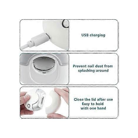 Elektrischer Nageltrimmer, automatischer elektrischer Nagelknipser, sicherer tragbarer Nageltrimmer, Nagelfeile, Nagelschneider für Erwachsene und Senioren (Weiß)