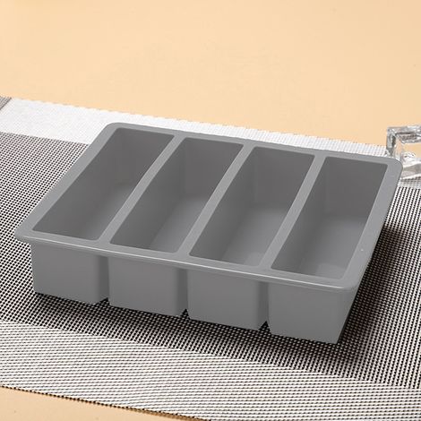 1 cube en silicone à grille 4 cases, forme carrée, à monter soi-même, gris C (1/5)