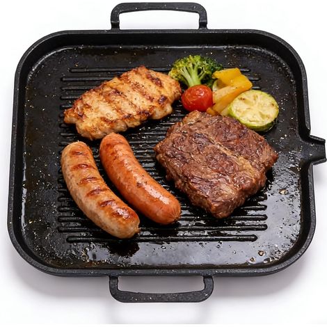 30×25cm Non Stick Rectangular Grill Plate - Korean Style Cooking Plate with Grease Drainer Smokeless for Gas Stove, Camping, BBQ Indoor and Outdoor (1/5)