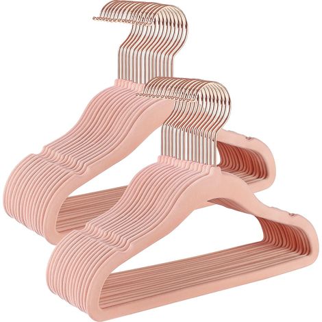 Lot de 30 cintres pour enfants en rose, avec crochet en or rose (1/5)