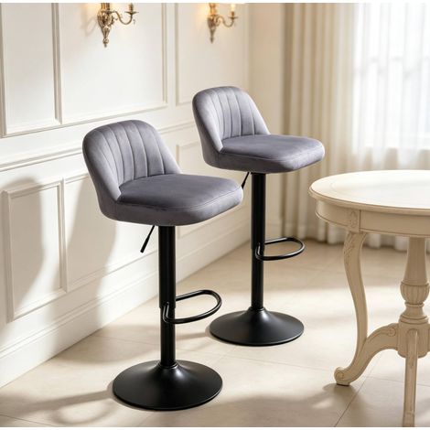 Tabourets de bar 43x45x101 cm en polyester gris, réglables pour cuisine moderne FLORAGRACE (1/5)