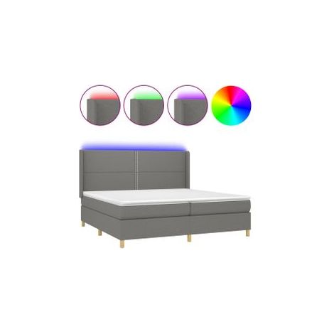Sommier à lattes de lit matelas LED Gris foncé 200x200 Tissu (1/5)
