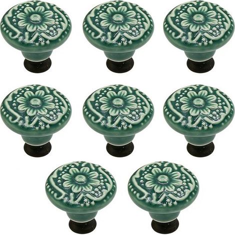 Maniglie per cassetti in ceramica vintage - pomelli per mobili - viti incluse - adatte per toelette - set da 8 pezzi - stile A (1/5)