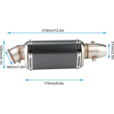Modifizierter universeller 51-mm-Auspuff aus Kohlefaser, kompatibel mit Yamaha R3, R6, R15, Kawasaki Ninja 250, 400, Duke 200, RC390. Kurzer, im Wassertransferdruckverfahren hergestellter Auspuff für  (1/5)