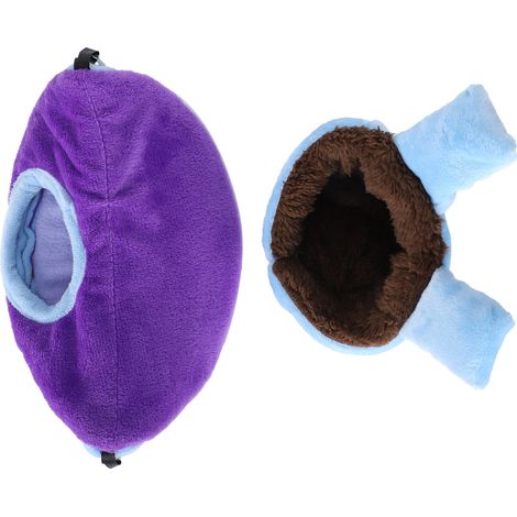 Lot de 2 hamacs suspendus mignons pour hamster, cage, petit animal de compagnie, cochon d'Inde, canapé de jeu et nid (bleu/violet) (1/5)