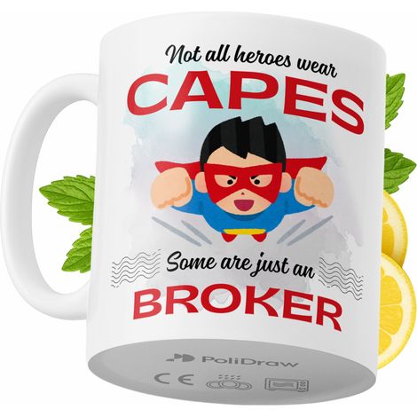 Lustige Kaffeetasse mit witzigem Textdesign für Broker – ideal für Geburtstage, Namenstage und Feiertage. Premium-Tasse für besondere Anlässe, ob im Büro oder zu Hause. Farbe: Weiß, 330 ml.