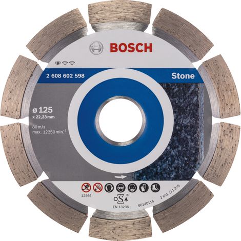 Bosch Professional 1x Standard for Stone Diamond Cutting Disc (for Concrete, Granite, Ø 125 x 22.23 x 1.6 x 10 mm, Accessories for Angle Grinders)