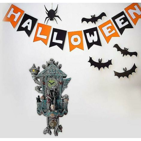 royaluxe - Halloween Résine Horloge Murale Le Cauchemar Avant Noël Coucou Horloge Pour Halloween Ornements Maison Salon Décoration Artisanat