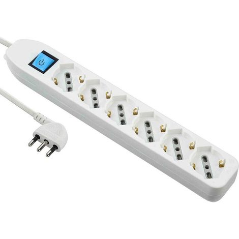 Electraline 62071 Multipresa 6 Posti Polivalenti, Bianco, Taglia Unica
