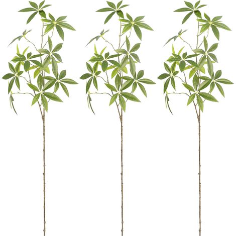 Planta de interior decorativa: 3 ramas con hojas artificiales plateadas de estilo nórdico para decoración del hogar, bodas y hoteles (paquete de 3, con forma curvada). (1/5)