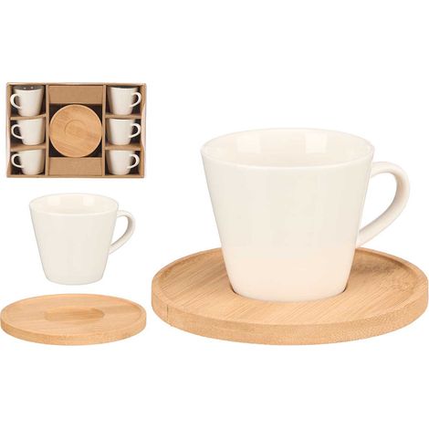 Ensemble de 6 tasses lisses à base en bambou