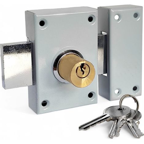 DOM – Verrou en applique double entrée pour porte principale – Pêne en acier 30 mm – Pose facile – 3 clés incluses – Conception compacte