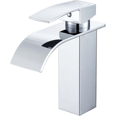 Hochdruck-Wasserfall-Wasserhahn, Badezimmer-Mischbatterie, Badezimmer-Wasserhahn, Einhebelmischer, Waschbecken-Wasserhahn, Badezimmer, Chrom (1/5)