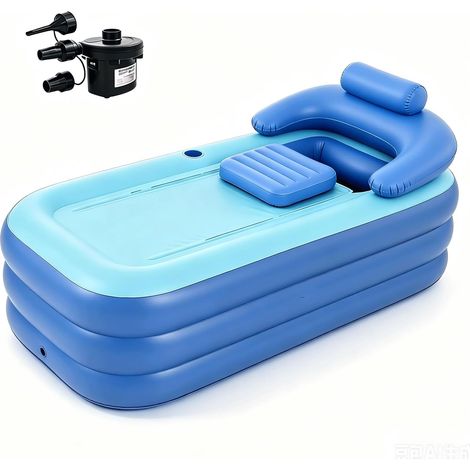 Baignoire gonflable pour adulte - Baignoire gonflable - Pompe électrique - Baignoire pliable stable à 3 chambres pour jardin, balcon, camping et intérieur (1/5)