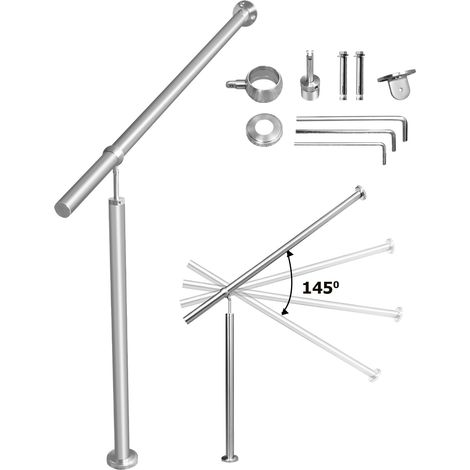 Wolketon Ringhiera d'ingresso in acciaio inox 80 cm ringhiera per interni ed esterni corrimano da parete montaggio laterale angolo regolabile
