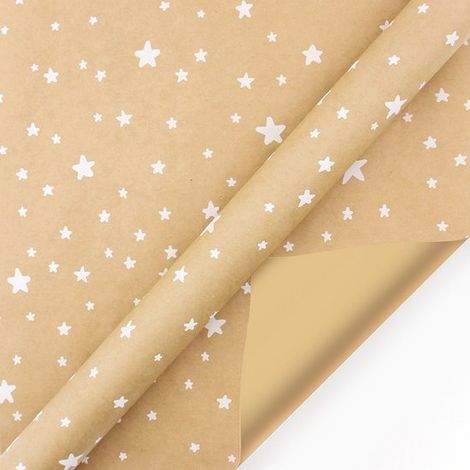 Rouleaux de papier cadeau de Noël - 43 cm x 3 m/rouleau - Parfaits pour emballer les cadeaux de Noël et décorer les fêtes, étoiles blanches (1/5)