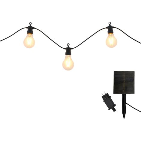 Guirlande lumineuse extérieur 10 globes transparents raccordable LED blanc chaud 8m solaire et sur secteur (1/5)