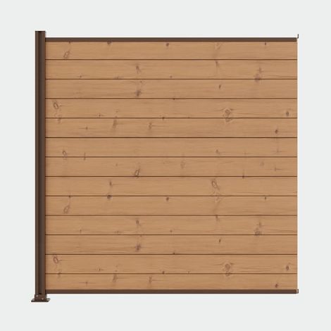 Kit de valla de madera y aluminio: lamas Thermopin y postes marrones atornillables, 3 entradas, 1,8 m, Modula KORDO (1/3)