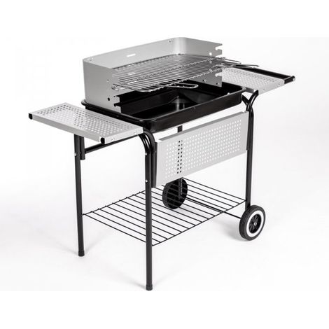 Barbecue in acciaio nero 45x90x82h cm, ruote port camargue Fredi