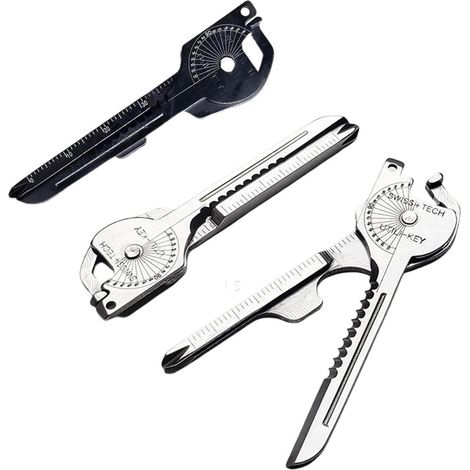 2er Set Schlüsselmesser 8-in-1 Edelstahl Multitool für Outdoor & Alltag