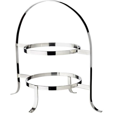 Présentoir à Gâteaux 2 Niveaux Support d'Assiettes Métal Argenté Hauteur 33 cm - PANGIVO (1/5)