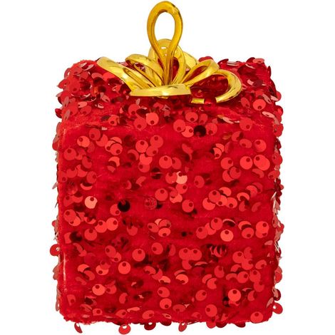 Oggetto regalo in polistirolo con paillettes h.12cm rosso - Atmosphera créateur d'intérieur (1/2)