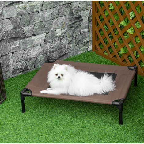 Erhöhtes Hundebett für draußen 76 x 61 x 18 cm, Stahlrahmen, braun HAVRYA (1/4)