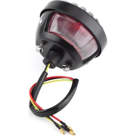 Qiilu feu stop moto Feu arrière de moto rond noir pour Scooters Bobber Chopper ATV (1/4)