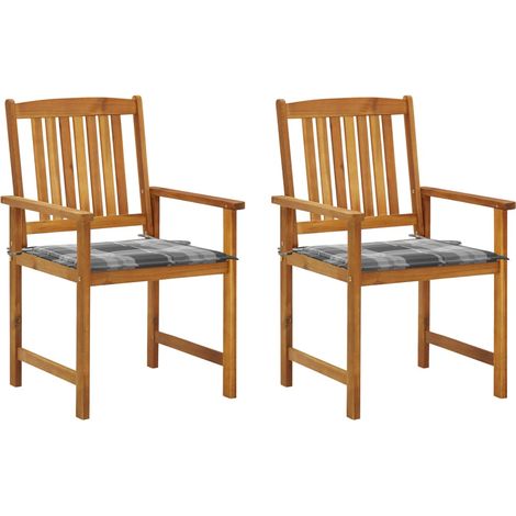 Sedie da Giardino con Cuscini 2 pz in Massello di Acacia vidaXL (1/5)