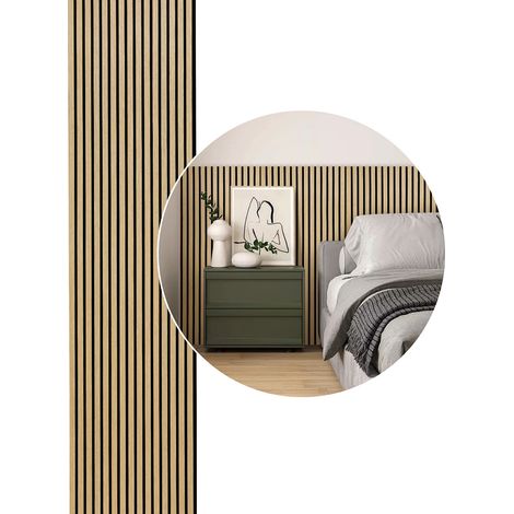 TolleTour Aislamiento acústico Lote de 6 paneles acústicos con aspecto de madera en MDF 60 x 120 x 2,1 cm madera de roble