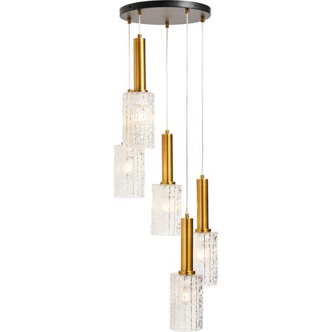 Visconte Hugo Sculpted Glass Cluster Ceiling Pendant 5 Light - Matte Black, Satin Brass (1/5)