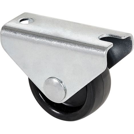 Rueda Fija Polipropileno Ø1.5cm 20kg Negro Con Placa Eje Liso Dos Fijaciones (1/3)