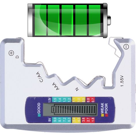 Batterieleistungsprüfer, Batteriekapazitätstester, Anzeigemessgerät, Batteriemessgerät (silber). (1/5)