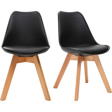 Design-Stuhl Holzbeine Schwarz 2er-Set PAULINE