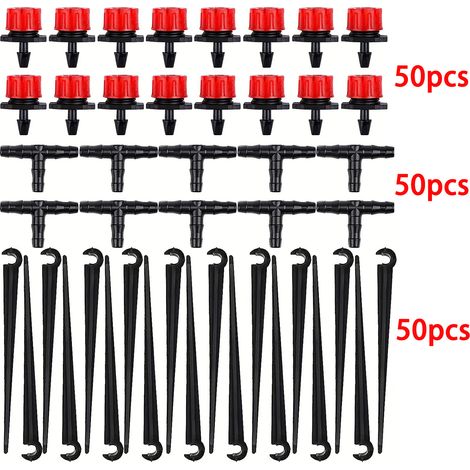 Kit d'irrigation de Goutte Automatique 150 Pièces pour Tube d'égouttement 4/7mm, pour Jardin, Pelouse, Rouge (1/5)