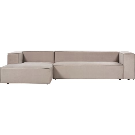 Sofá esquinero tapizado minimalista 3 plazas gris pardo derecho Vernon