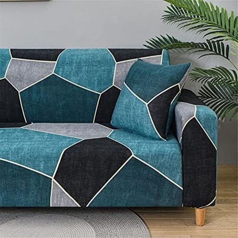 CSPARKV (Turquoise,2 Places(145-185cm))Housses de Canapé Extensible 1/23/4 Places Imprimé Minimalisme Moderne, Revêtement de Canapé avec Accoudoirs, Universel Sofa Housse de Protecteur Canape (1/4)