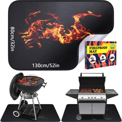 Fireproof Mat 130 × 80 cm, Heat Resistant up to 922 degrees Celsius, Heat Protection, Fire Protection, Outdoor Fall Proof, Floor Protection, for Gas and Charcoal BBQ (1/5)