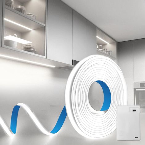 LED Strip COB Battery 1M 6000K Cool White 320LEDs/M 5V Battery Powered LED Strip Flexible Sticker Lighting Cuttable Furniture Shoe Bedroom Kitchen Wardrobe Stairs Decoration (1/5)