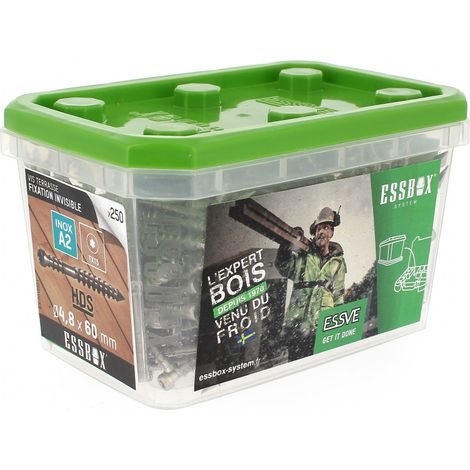 Scell-It – Boîte de 250 vis terrasse invisibles 4.8x60mm inox A2 – Tête fraisée Torx – Pour finition discrète et applications en bois dur