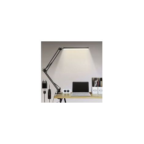 LED-Schreibtischlampe, faltbare 14-W-Architekten-Schreibtischlampe mit Klemme, 10 Helligkeitsstufen x 3 Farbmodi, einstellbare Schreibtischlampe, Augenschutz, CE-Adapter 5 V/2 A enthalten (1/5)