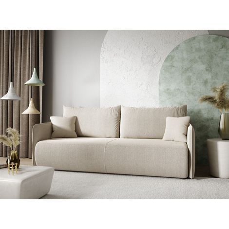 Sofa 2-Sitzer mit Schlaffunktion CALGARY Stoff Curio Hellgrau (1/4)