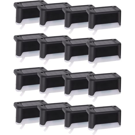 Ortviai 16 spots LED solaires pour escaliers, étanches IP65, ABS, lumière chaude 3000 K, autonomie solaire (1/5)