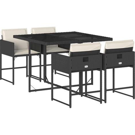 Maison Exclusive - 5-tlg. Garten-Essgruppe mit Kissen Schwarz Pol