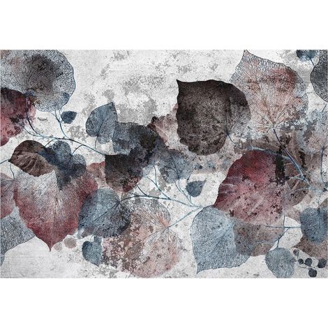 Moderne Fototapete Blätter Beton Abstrakt – Großformat Wandtapete 150x105 cm – Design für Wohnzimmer & Schlafzimmer