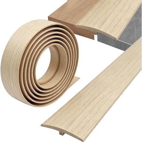 Transition Profile Self Adhesive T-Profile 2 in × 3 m PVC Threshold Bar Flat Cover for Threshold Door Sills or Parquet Junction Compatible With All Types Of Floors Maple (1/5)