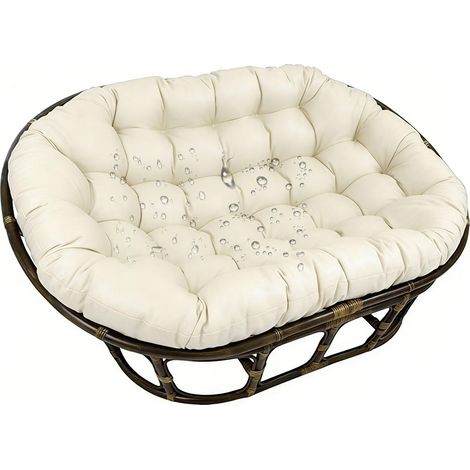 Coussin Double Papasan Extérieur, Gros Coussin de Chaise Papasan, Ovale Coussins de Chaise de Panier Suspendus Coussins de Chaise de Jardin Patio Imperméables,Beige,170x120cm (1/5)