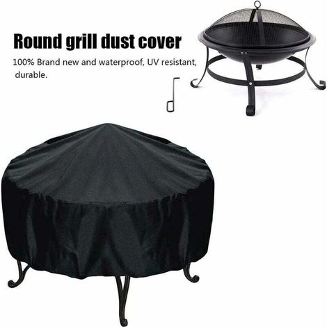 Housse de Protection Fontainebleau Ronde 84x50cm en Tissu Oxford PVC Imperméable et Anti-UV - Noir (1/4)